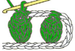 5 dc popcorn in same stitch - step 3 5 dc popcorn in same stitch - step 3