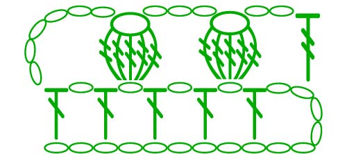 5 trc popcorn on a chain - stitches scheme