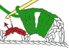 6 dc shell with chain 2 space on a chain - step 6 6 dc shell with chain 2 space on a chain - step 6