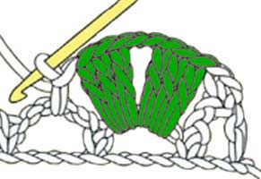 6 dc shell with chain 2 space on a chain - step 7 6 dc shell with chain 2 space on a chain - step 7