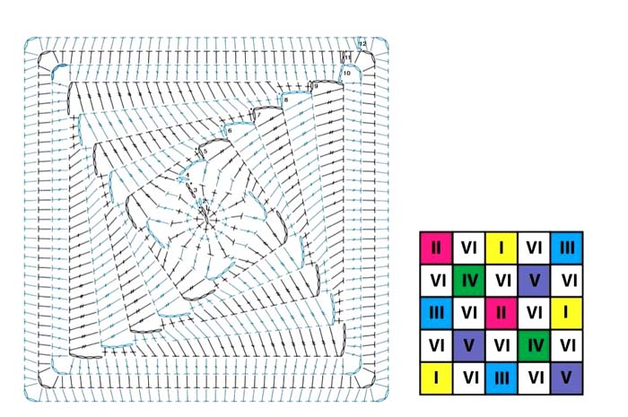 crochet baby blanket with multicolor square motifs - pattern