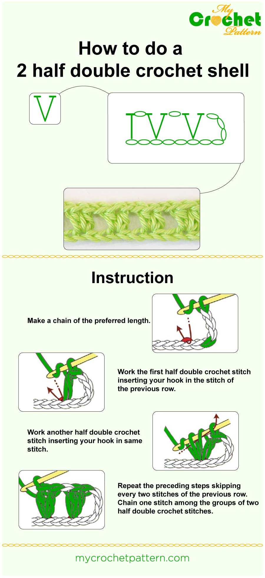 how to do a 2 hdc shell - infographic
