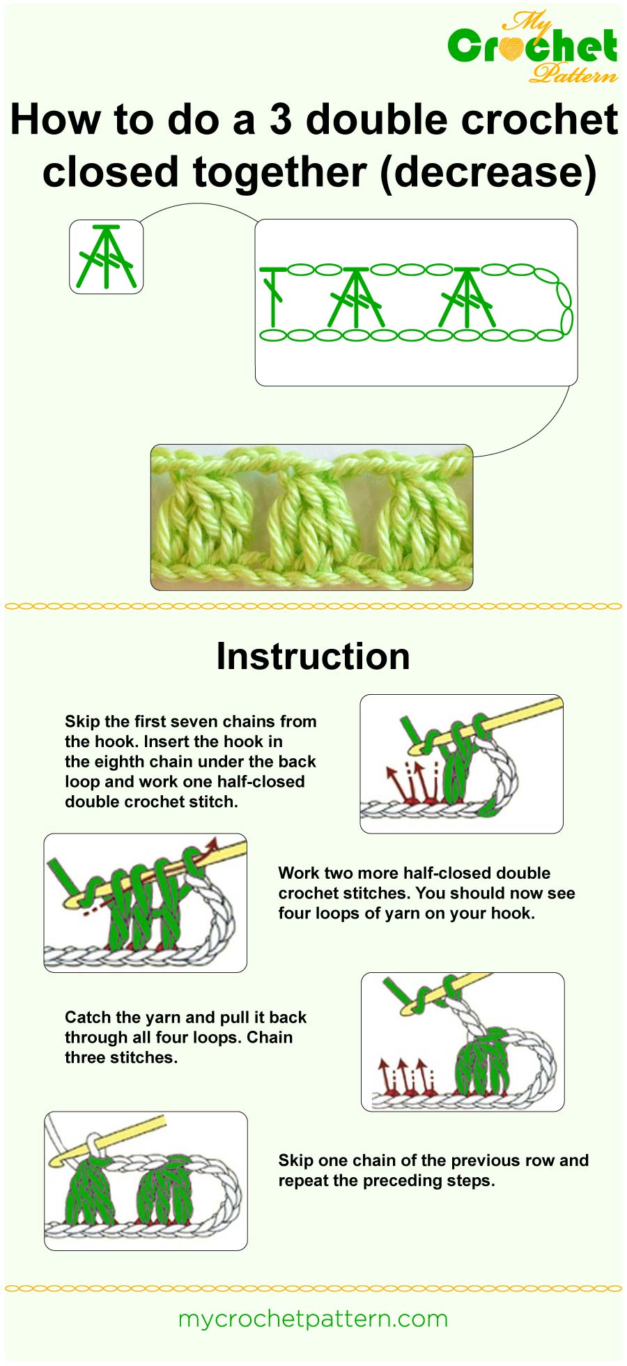 how to do a 3 dc closed together - infographic how to do a 3 dc closed together - infographic