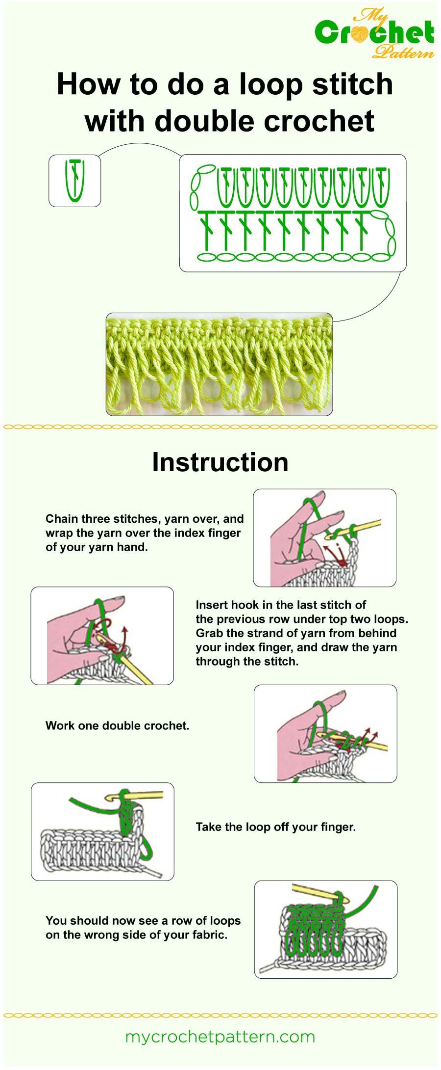 how to do a loop stitch with dc - infographic how to do a loop stitch with dc - infographic