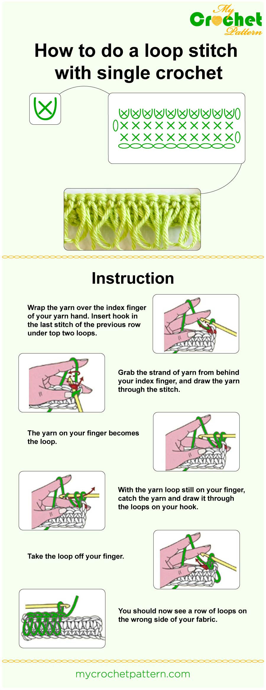 how to do a loop stitch with sc - infographic how to do a loop stitch with sc - infographic