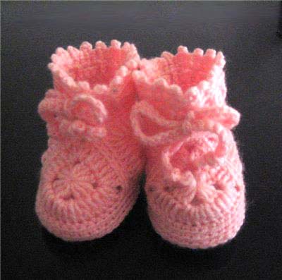 pink baby girl booties crochet pattern - big photo