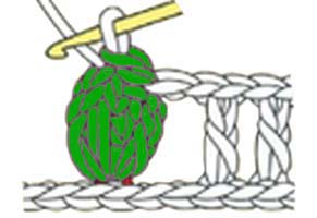 reverse 5 dc popcorn in same stitch - step 2