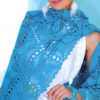 blue crochet shawl pattern with squares - preview