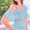 blue crochet sundress with flowers - preview