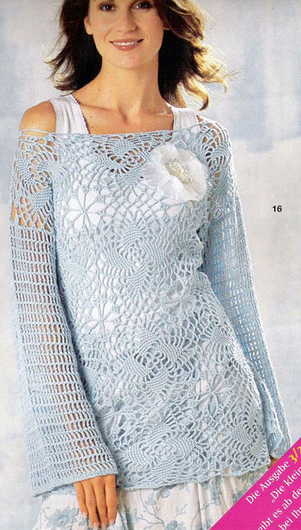 blue crochet sweater with motifs - photo blue crochet sweater with motifs - photo