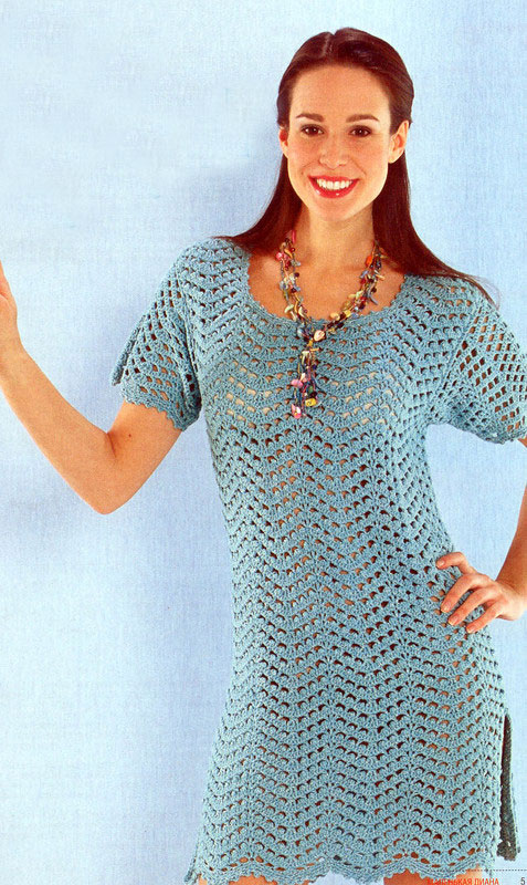 easy blue crochet dress - photo