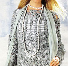 gray crochet sweater - preview