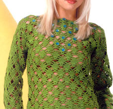 green crochet lace sweater - preview