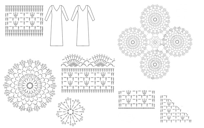 long red crochet dress with motifs - pattern long red crochet dress with motifs - pattern