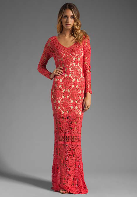 long red crochet dress with motifs - photo long red crochet dress with motifs - photo