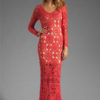long red crochet dress with motifs - preview