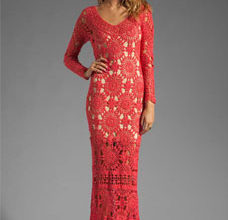 long red crochet dress with motifs - preview
