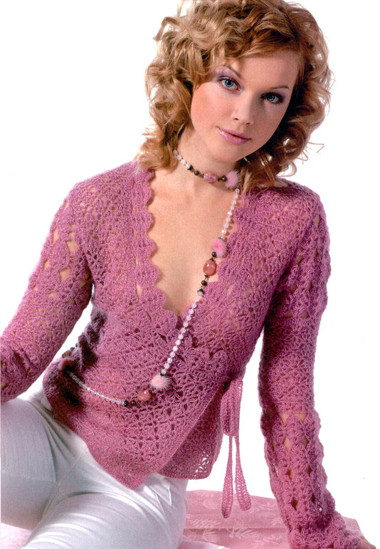 pink crochet lace sweater - photo