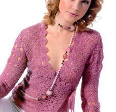 pink crochet lace sweater - preview