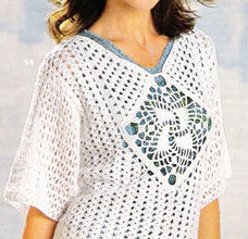 white crochet sweater with square - preview