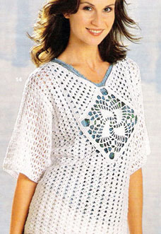 white crochet sweater with square - preview