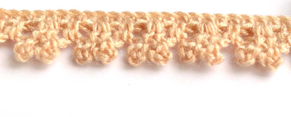 brown crochet edging with picot