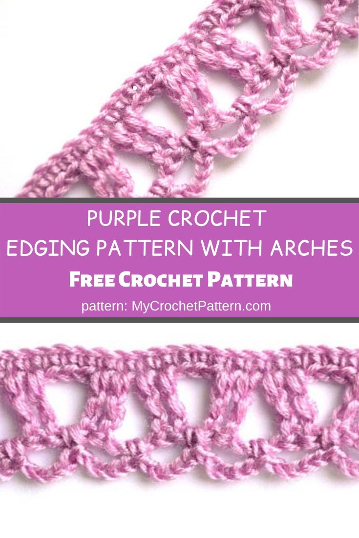 Purple crochet edging pattern with arches