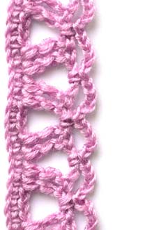 Purple crochet edging pattern with arches